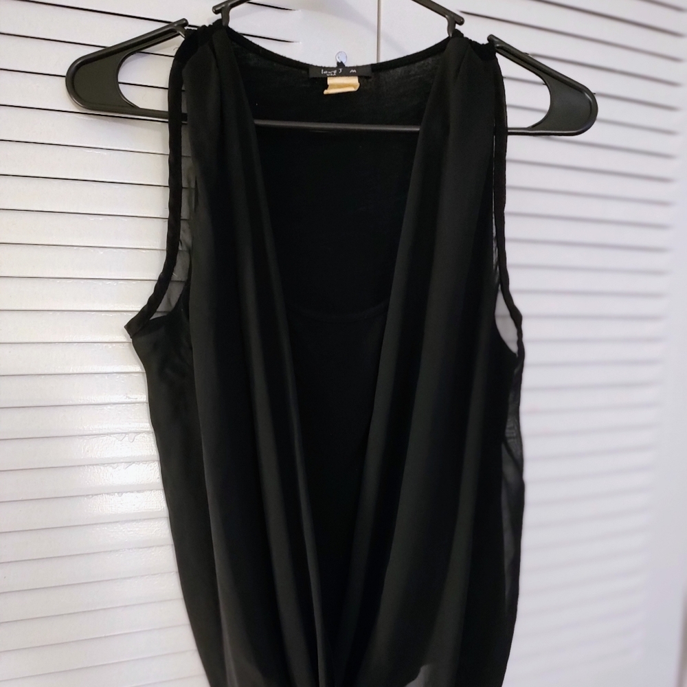 Black sleeveless blouse, size small